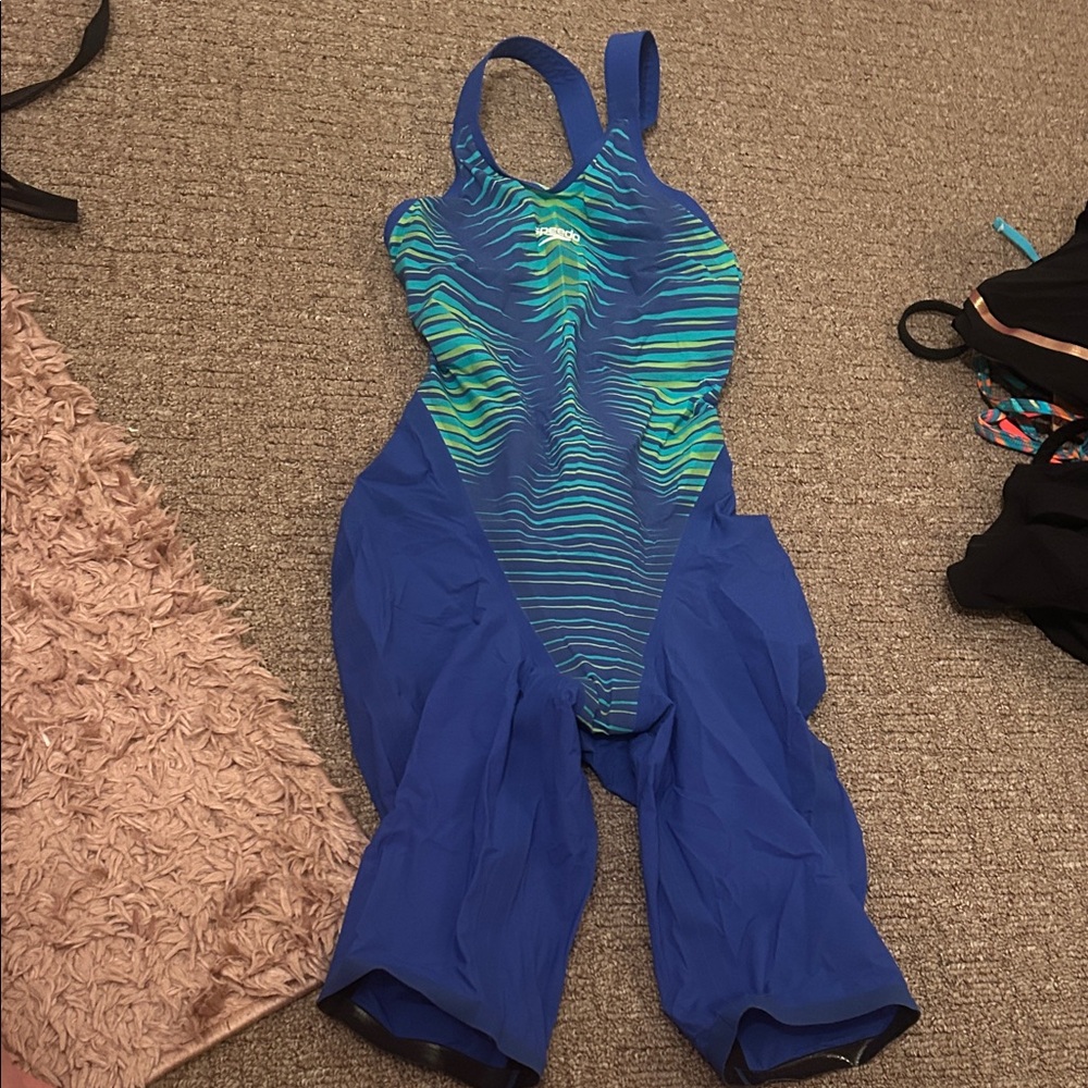 Speedo Black and Blue Racing Kneeskin Swimsuit